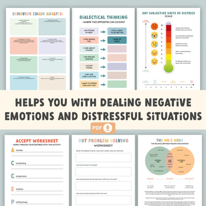 DBT Worksheet Bundle – Therapy Tools for Emotional Regulation and Distress Tolerance