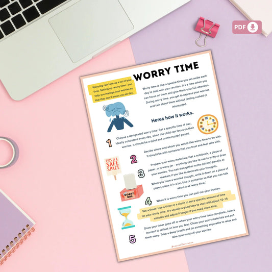 Worry Time for Kids – Printable Worksheets to Set Up Daily Worry Time & Emotional Expression