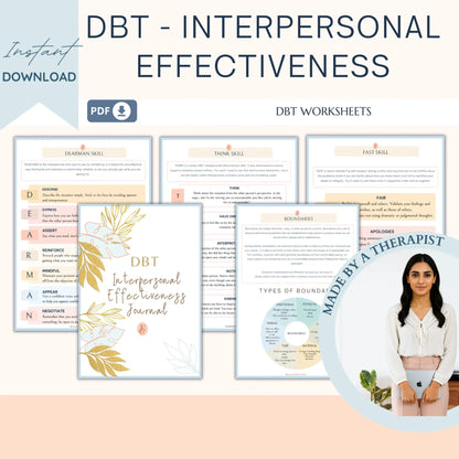 DBT Bundle – Printable Dialectical Behavioral Therapy Worksheets for Mindfulness, Emotional Regulation & Interpersonal Skills