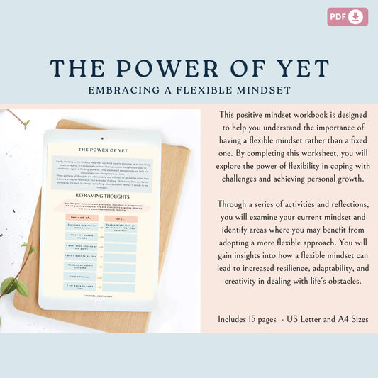 The Power of Yet | Growth Mindset Worksheets for Kids & Teens | Positive Thinking