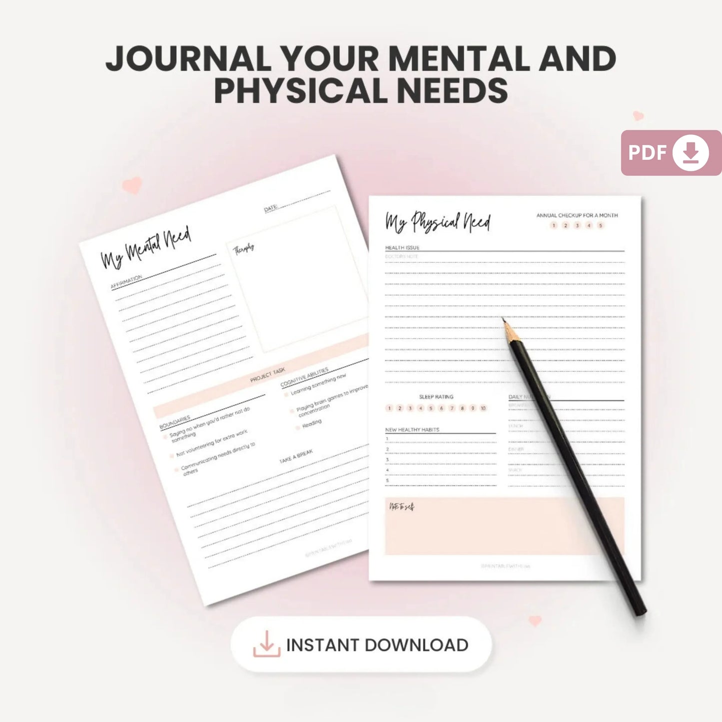 Self-Care Planner Printable – A Journey to Self-Love and Mental Wellness 💖✨