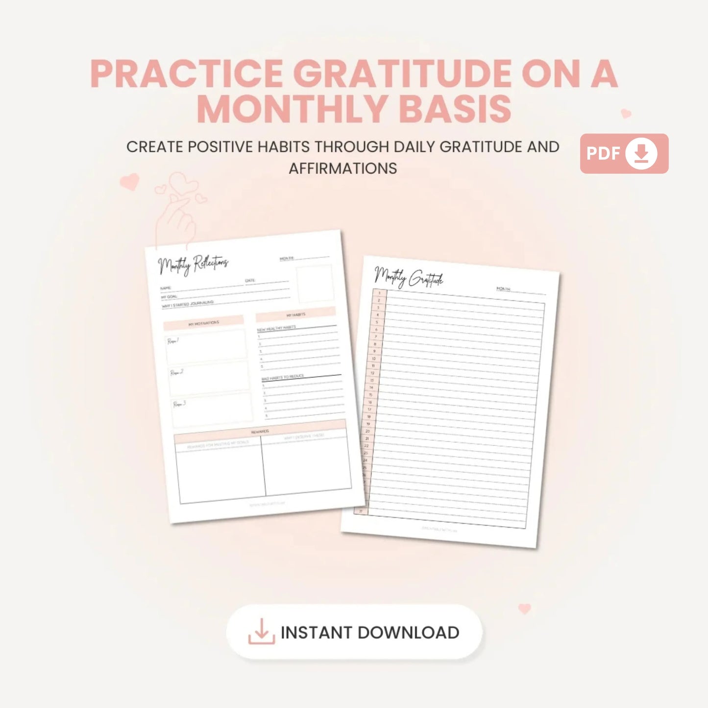 Gratitude Journal Printable Bundle – Manifest Wellness and Mindfulness 🌟✨