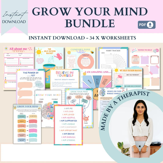 Kids Essential Life Skills Bundle – Printable Therapy Worksheets for Emotional Growth, Resilience & Daily Wellness