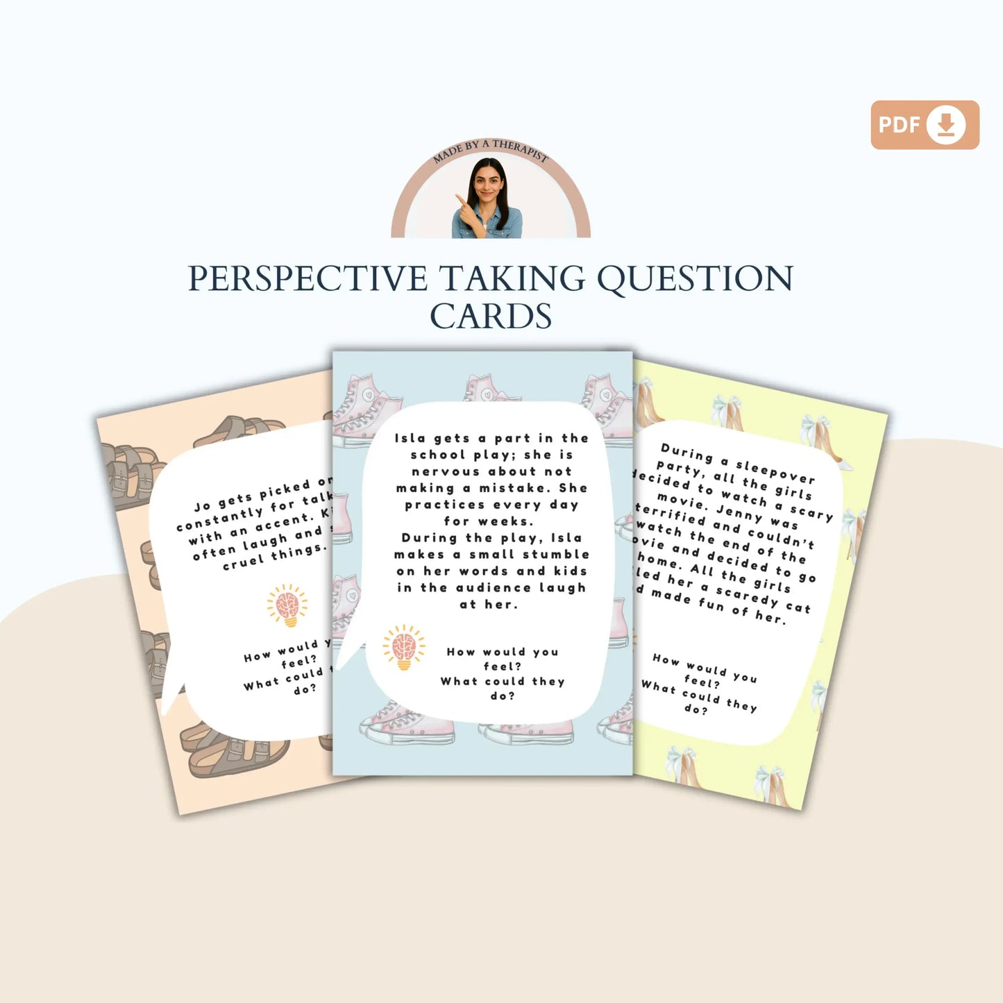 Walking in Their Shoes – Perspective Taking & Empathy Worksheets for Kids Group Therapy