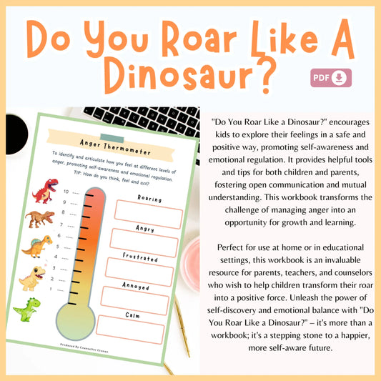 Kids Anger Workbook – Do You Roar Like a Dinosaur? Printable Emotional Regulation Activities for Ages 5–12