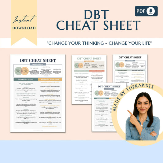 Mental Health & Anxiety Bundle – Journals, Planners, DBT Flash Cards, and Worksheets