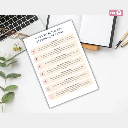 Pillars of Trust Workbook – Printable Couples Counseling & Relationship Therapy Guide to Rebuild and Strengthen Trust