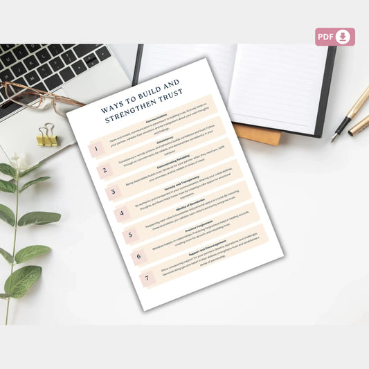 Pillars of Trust Workbook – Printable Couples Counseling & Relationship Therapy Guide to Rebuild and Strengthen Trust