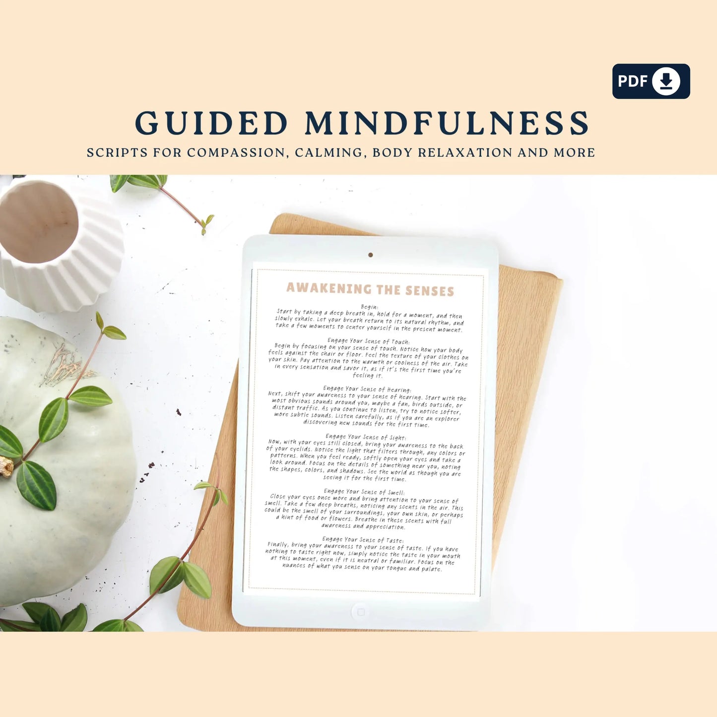 Guided Mindfulness Scripts – 20 Printable Meditation Guides for Calm, Sleep, Compassion & Emotional Balance