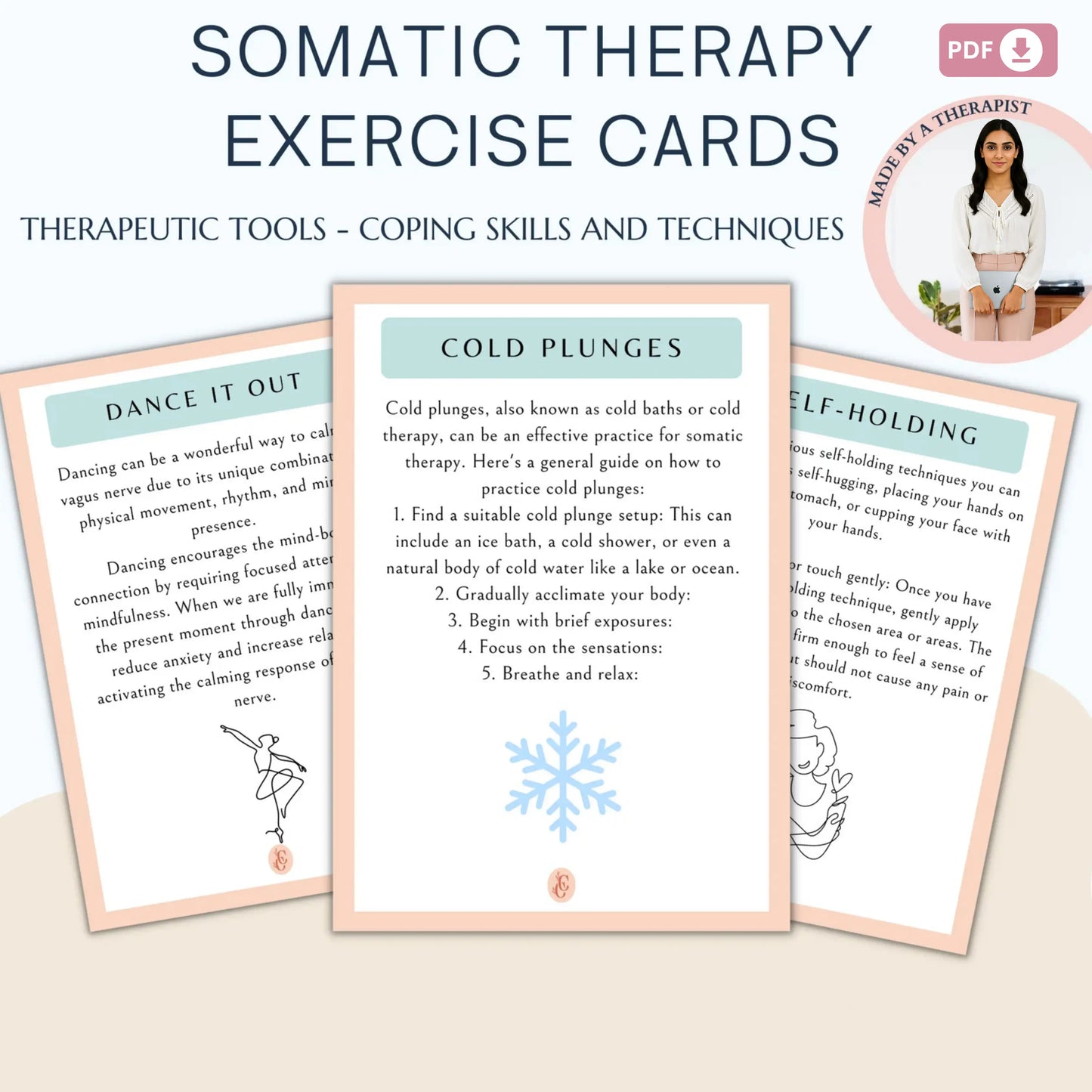 Somatic Therapy Exercise Cards – Vagus Nerve Stimulation & Nervous System Regulation Tools