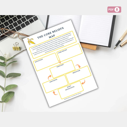 CBT Banana Exercise Fillable Workbook | Cognitive Behavioral Therapy Tool | Thought Reframing Activity |