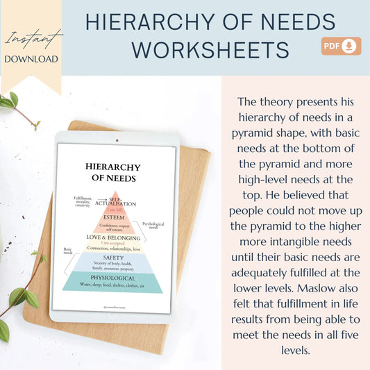 Maslow’s Hierarchy of Needs Worksheets – 22 Printable Pages for Exploring Human Motivation & Personal Growth