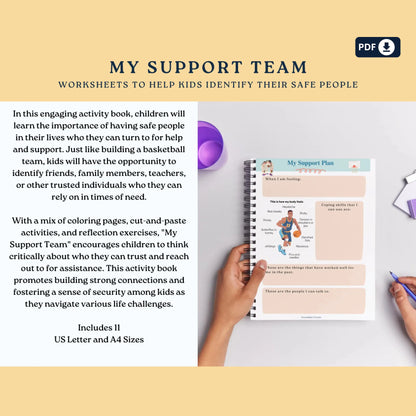 My Support Team & Safety Plan Workbook – Printable Worksheets to Help Kids Identify Trusted Adults & Build Emotional Safety