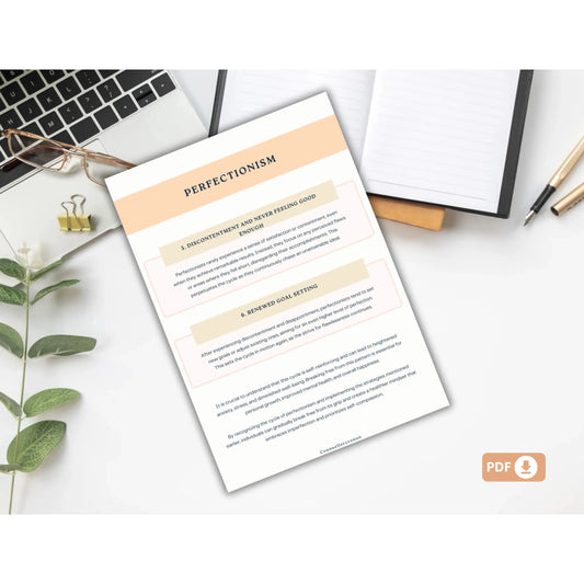 Break the Cycle of Perfectionism Workbook – 10 Printable Therapy Worksheets for Self-Compassion, Realistic Goals & Emotional Healing