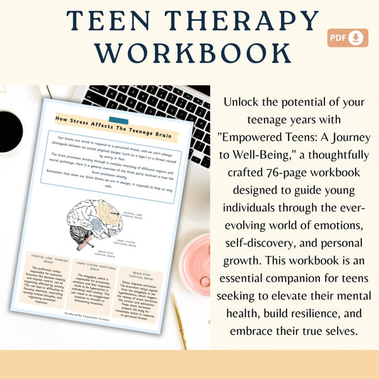Empowered Teens Therapy Workbook – 76 Pages of Self-Discovery, Mental Health Tools & Growth