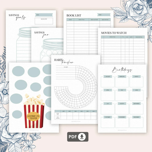Bullet Journal Printable - Hand Drawn Style - 50+ Pages Bundle ✍️🎨