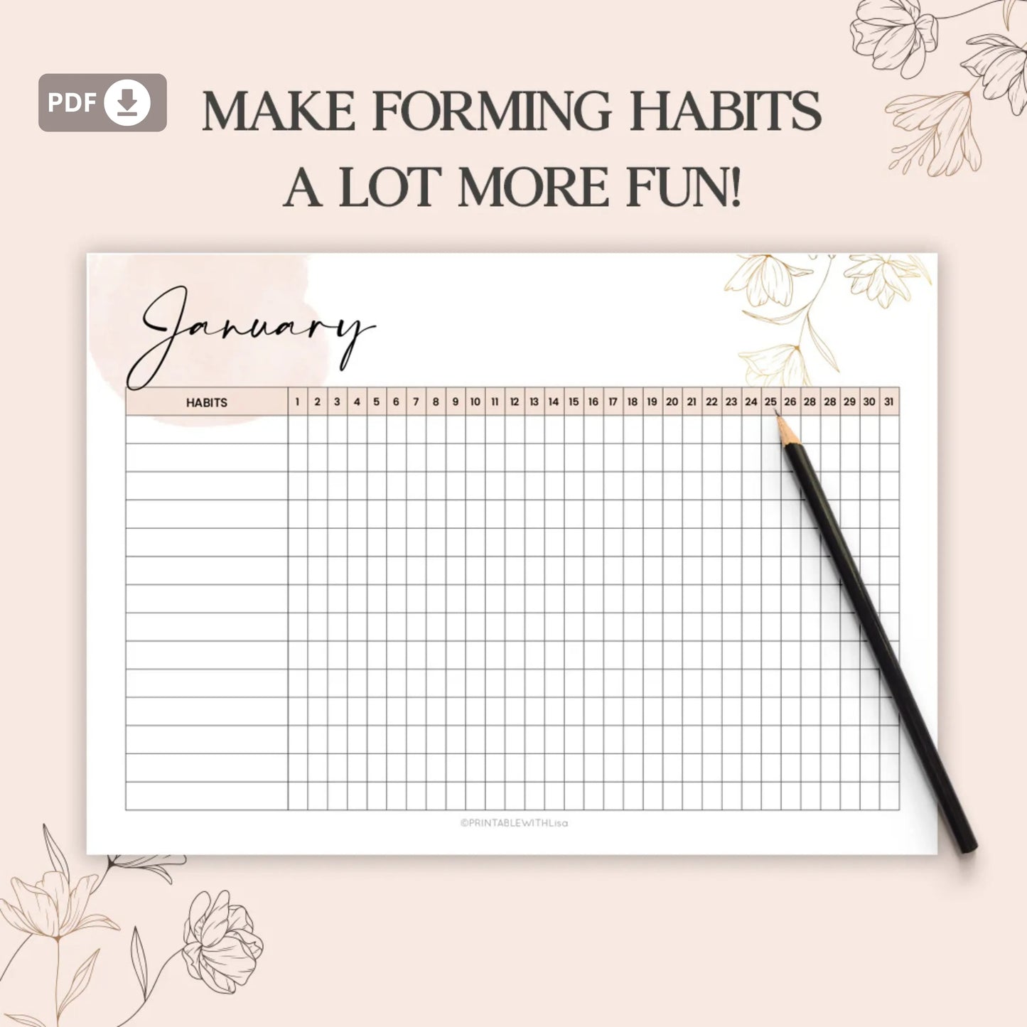 Daily Habit Tracker Printable – Build Habits with Style 🌸✨