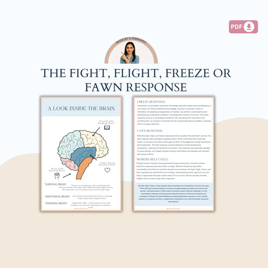 Fight, Flight, Freeze or Fawn Response | Brain Anatomy & Stress Response Workbook