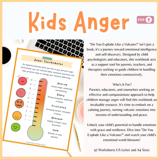 Kids Anger Management Workbook with 42 Printable Emotional Regulation Worksheets