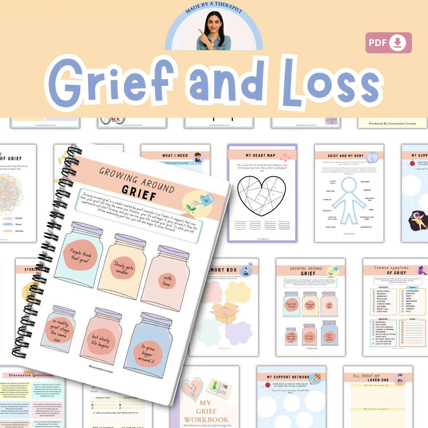 Kids Counseling Essentials Bundle – Printable Therapy Worksheets for Coping Skills, Emotional Expression & Self-Regulation