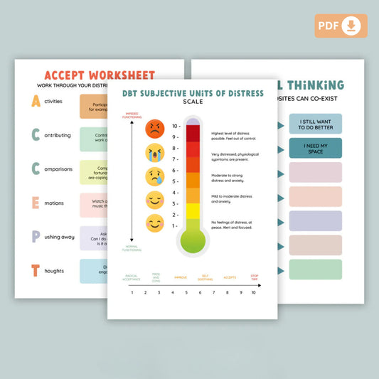 DBT Worksheet Bundle – Therapy Tools for Emotional Regulation and Distress Tolerance