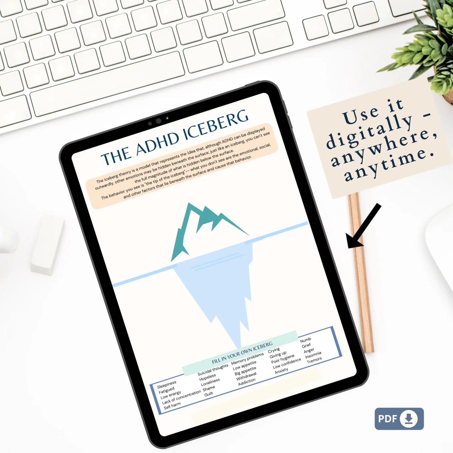 Adult ADHD Therapy Workbook & Planner – Printable Self-Awareness, Focus Strategies & Mindfulness Worksheets |