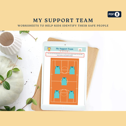 My Support Team & Safety Plan Workbook – Printable Worksheets to Help Kids Identify Trusted Adults & Build Emotional Safety