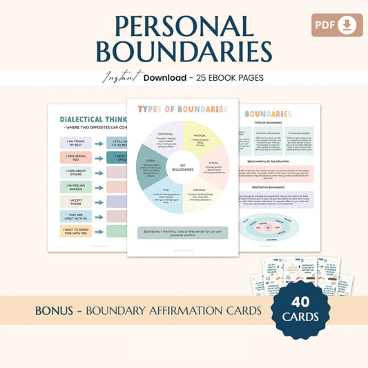 Therapy Worksheet Bundle – Mental Wellness Tools for Anxiety, Boundaries, Self-Care, and Trauma Recovery