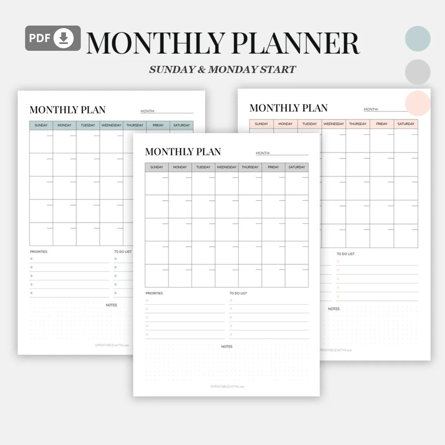 Daily, Weekly, and Monthly Planner Printable Set – Stay Organized and Productive 🖊️✨