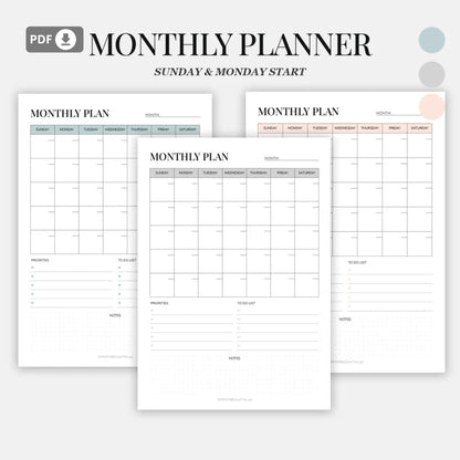 Daily, Weekly, and Monthly Planner Printable Set – Stay Organized and Productive 🖊️✨