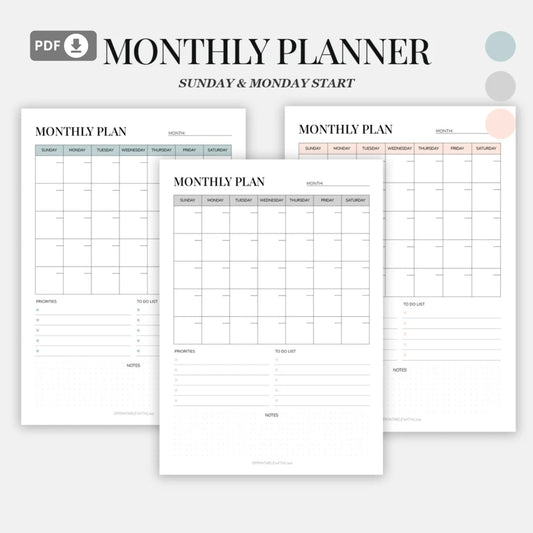 Daily, Weekly, and Monthly Planner Printable Set – Stay Organized and Productive 🖊️✨