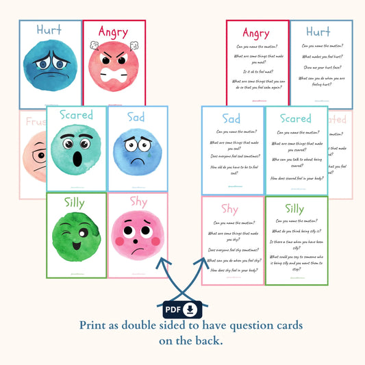 Kids Feeling Flashcards – Printable Emotional Regulation Cards for Teaching Emotions & Feelings