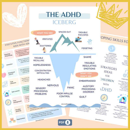 ADHD Resource Bundle for Kids & Teens – Printable Executive Functioning Worksheets, Strength Cards & Communication Tools