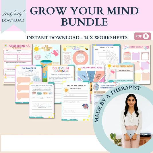 Self-Esteem Bundle – Printable Confidence & Self-Worth Worksheets + Social Media Awareness Tools