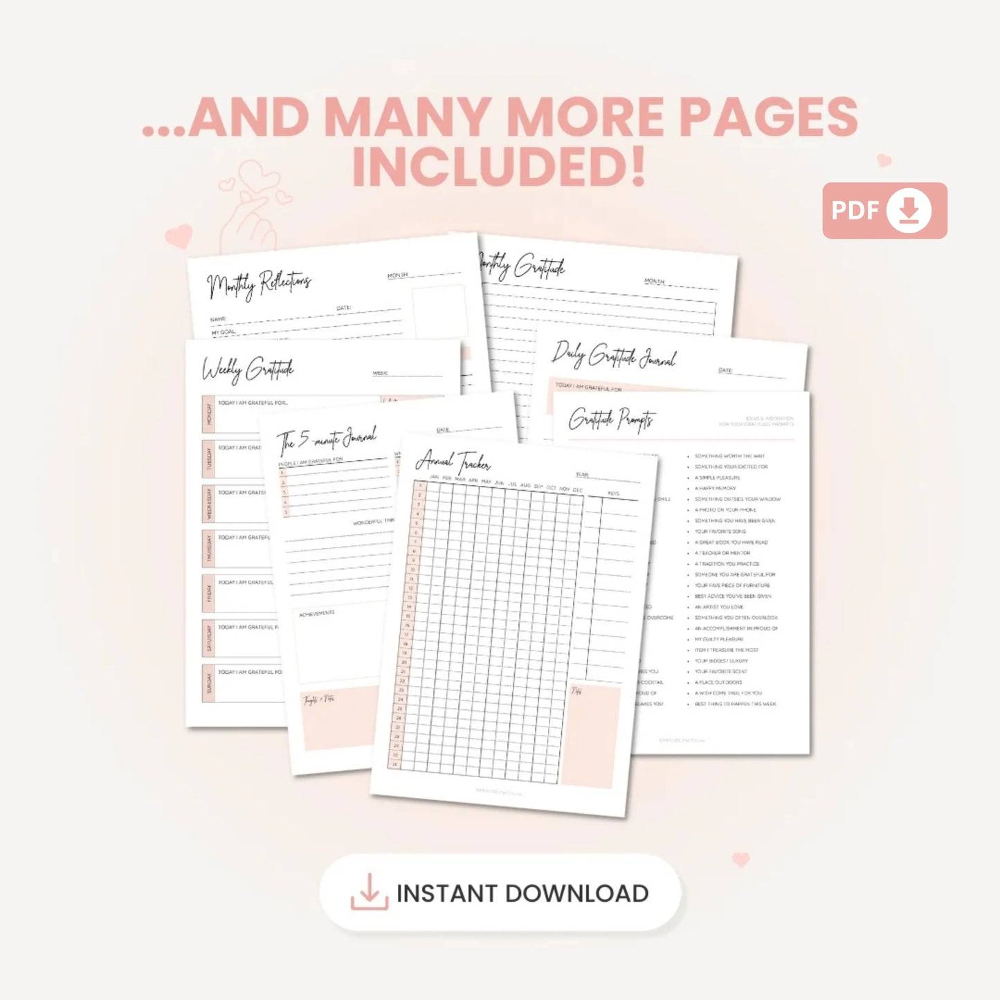 Gratitude Journal Printable Bundle – Manifest Wellness and Mindfulness 🌟✨