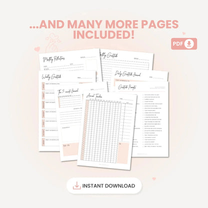 Gratitude Journal Printable Bundle – Manifest Wellness and Mindfulness 🌟✨