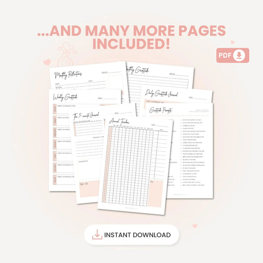 Gratitude Journal Printable Bundle – Manifest Wellness and Mindfulness 🌟✨