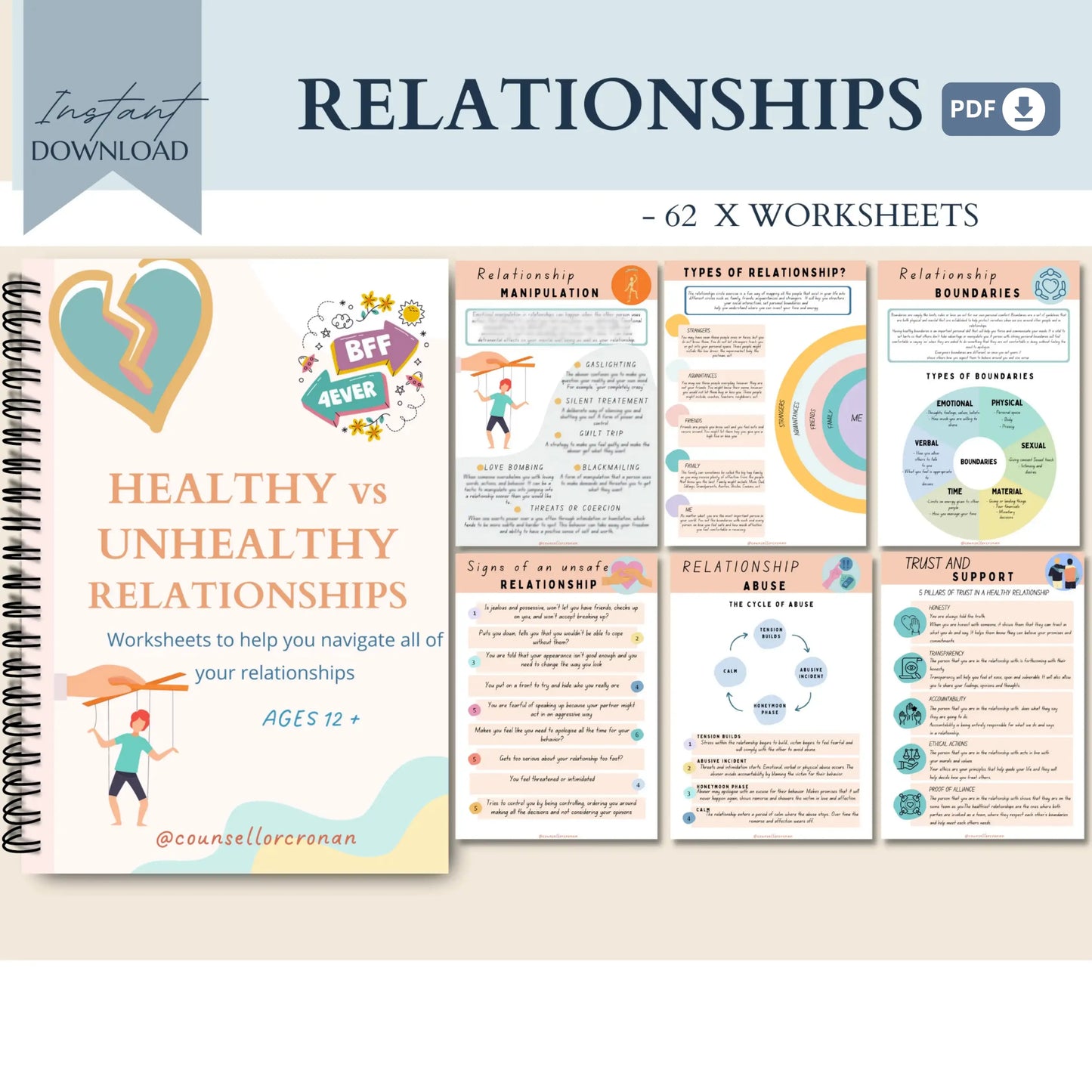 Kids Essential Life Skills Bundle – Printable Therapy Worksheets for Emotional Growth, Resilience & Daily Wellness