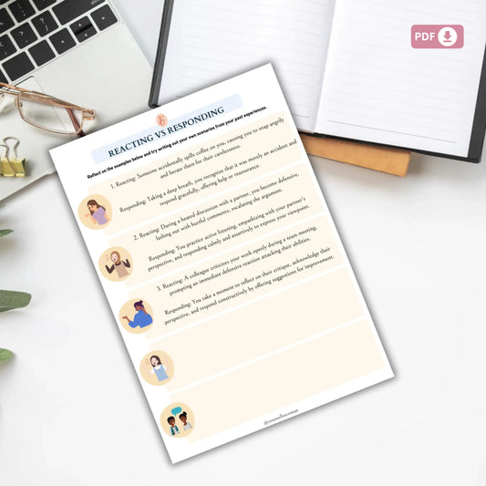 Responding vs Reacting Worksheets – Printable Conflict Resolution & Emotional Awareness Tools