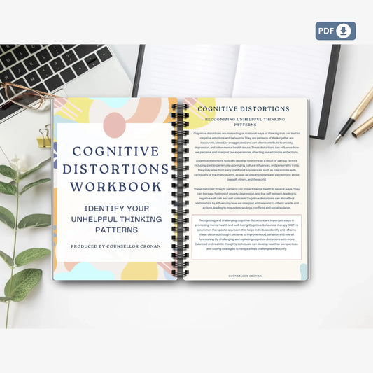 Cognitive Distortions Workbook – 38 Printable Pages to Identify, Challenge & Reframe Unhelpful Thinking Patterns