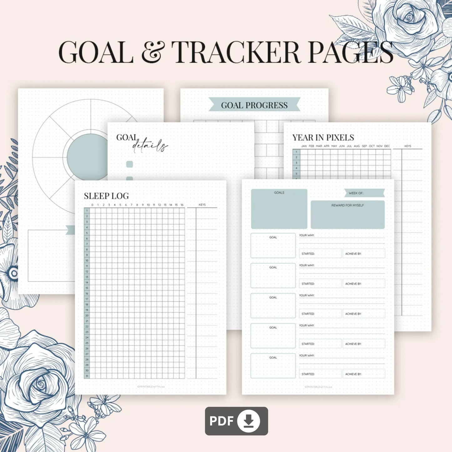 Bullet Journal Printable - Hand Drawn Style - 50+ Pages Bundle ✍️🎨