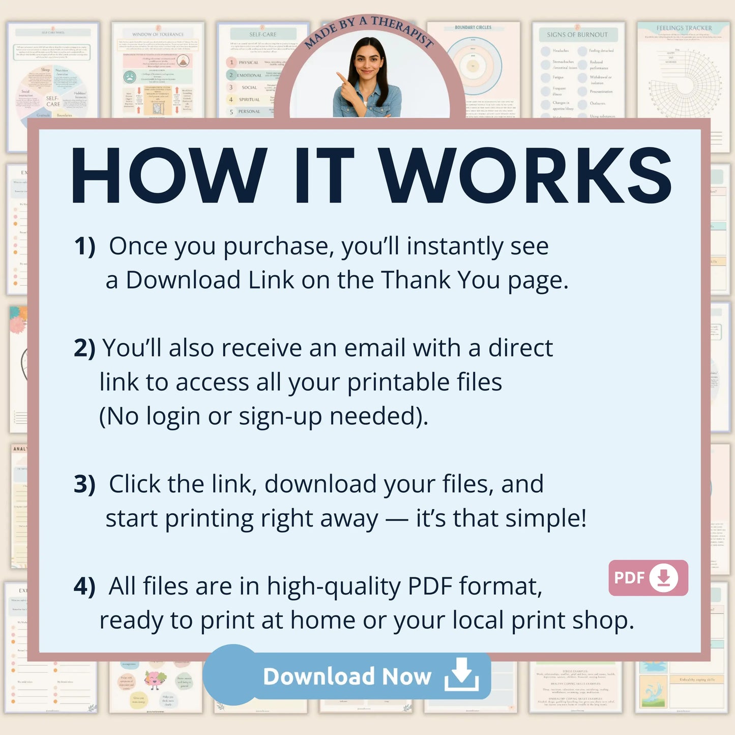DBT Bundle – Printable Dialectical Behavioral Therapy Worksheets for Mindfulness, Emotional Regulation & Interpersonal Skills