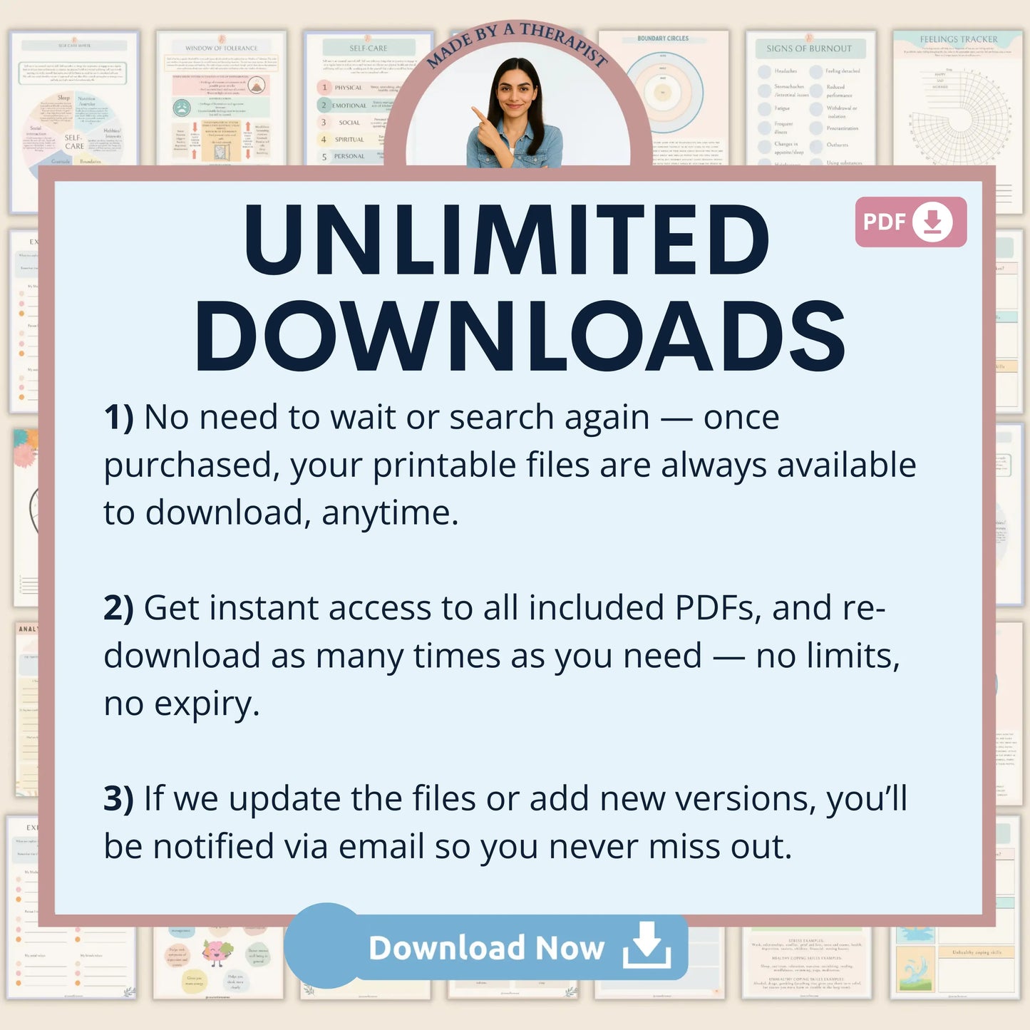 DBT Bundle – Printable Dialectical Behavioral Therapy Worksheets for Mindfulness, Emotional Regulation & Interpersonal Skills