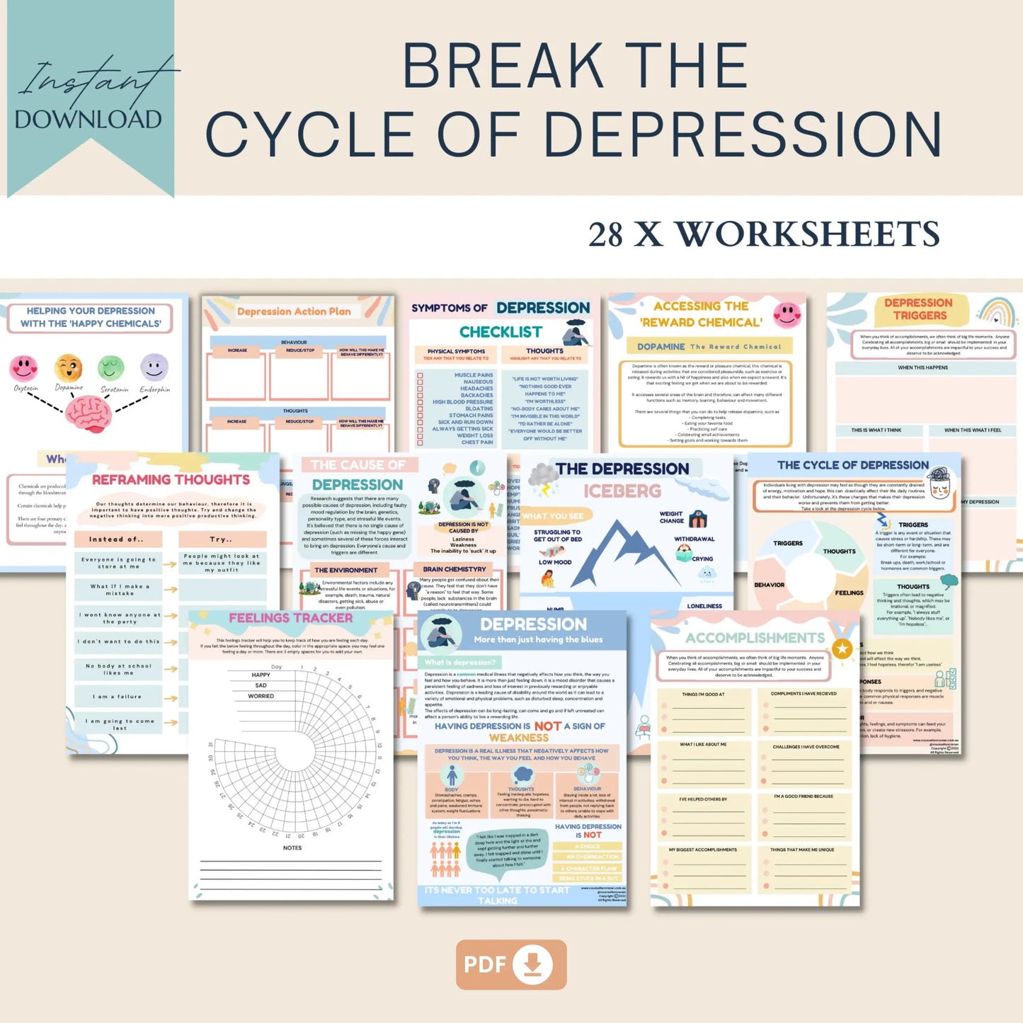 Therapy Worksheet Bundle – Psychology Resources for Emotional Growth