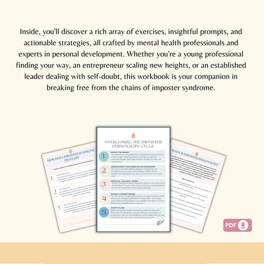 Imposter Syndrome Workbook – Printable Guide to Overcome Self-Doubt, Build Confidence & Embrace Your Success