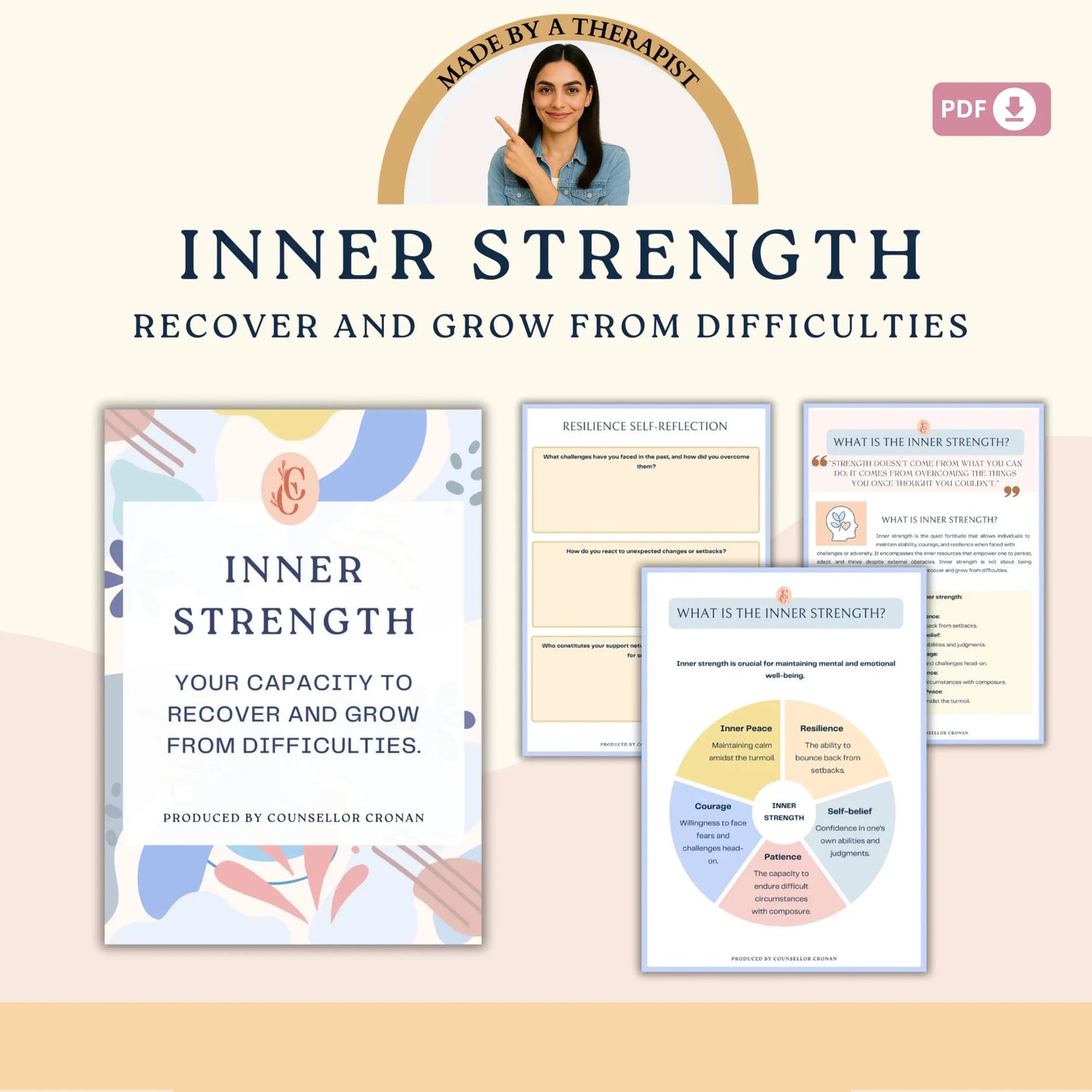Self-Love Therapy Bundle – 8 Printable Healing Workbooks for Confidence, Inner Peace & Emotional Growth