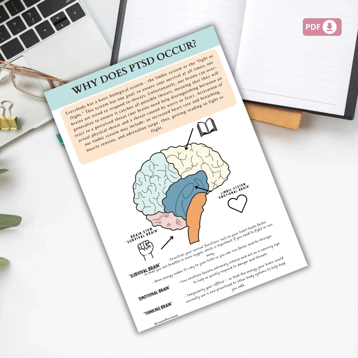 PTSD Coping Skill Cards – Printable Trauma Support & Self-Soothing Techniques