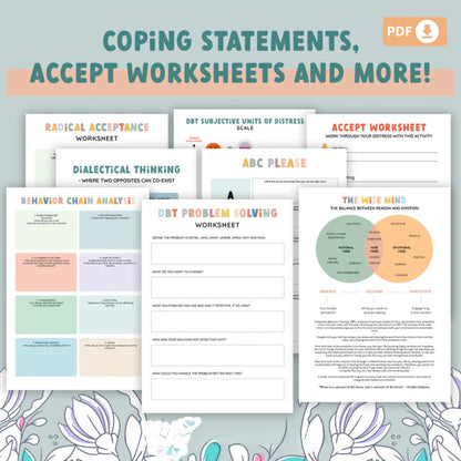 DBT Worksheet Bundle – Therapy Tools for Emotional Regulation and Distress Tolerance
