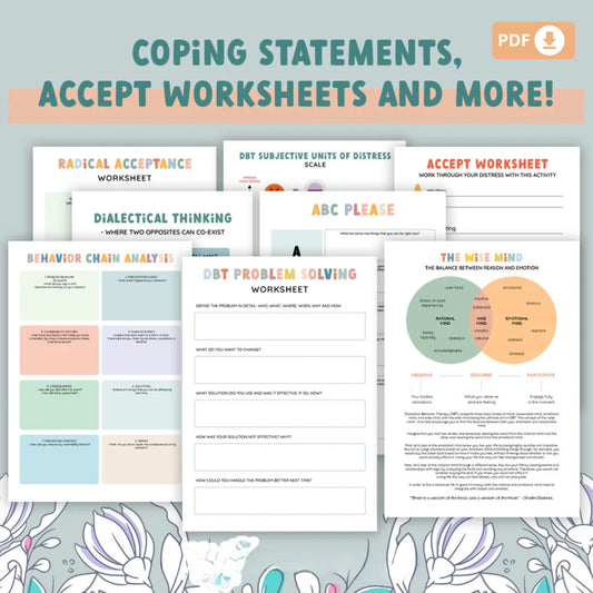 DBT Worksheet Bundle – Therapy Tools for Emotional Regulation and Distress Tolerance
