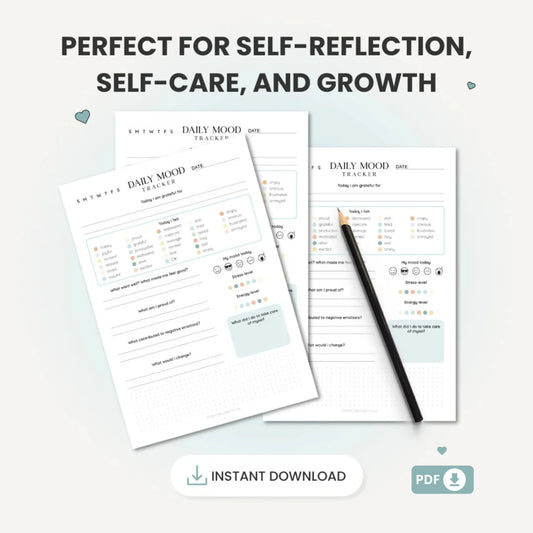 Daily Mood Tracker Printable – Self-Care and Mental Health Journal 🌟🖊️